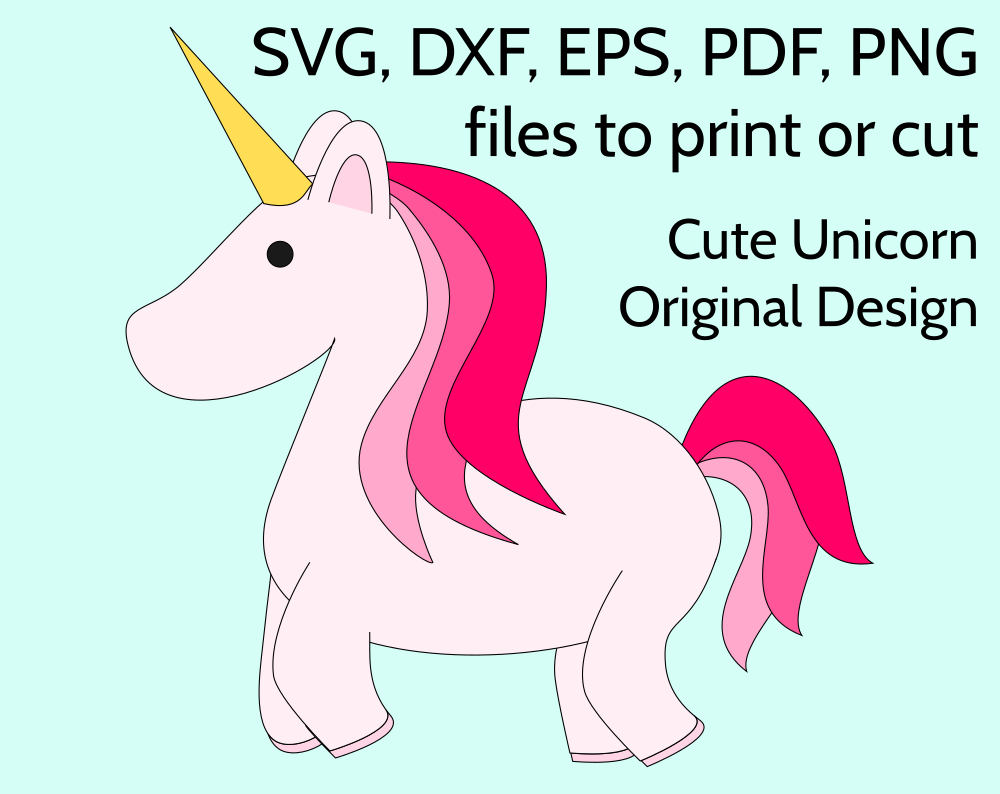 Download Pink Unicorn SVG file to print or cut with Cricut & | Etsy