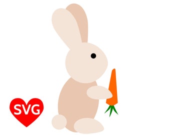 A very cute Easter Bunny SVG file with a cute rabbit eating a carrot