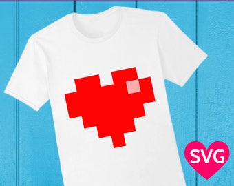 Pixel art Heart clipart and SVG cut file for Valentine's Day