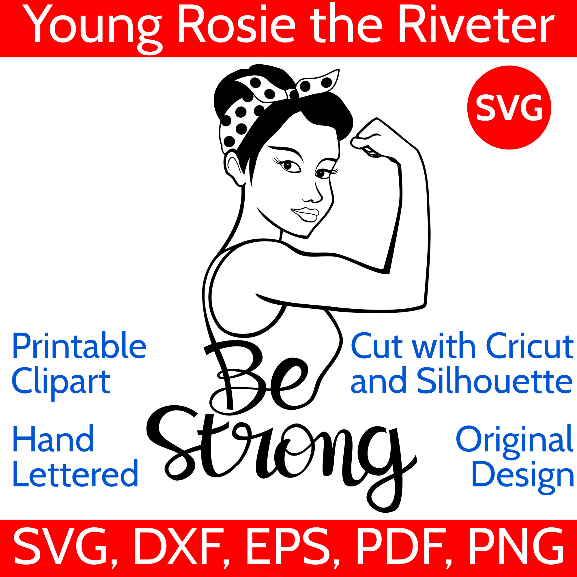 svg cricut strong woman svg girl svg eps strong woman clipart womens Rosie svg...