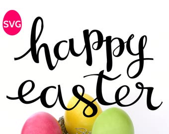 Happy Easter SVG file, handwritten calligraphy design to make Happy Easter shirts, cards and yard signs