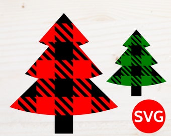 Buffalo Plaid Christmas Tree SVG file for Cricut & Silhouette - Red and Black Christmas Tree SVG files