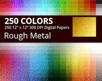 Rough Metal Digital Paper Pack, 250 Colors Metallic Texture Digital Paper Metal Background, Rainbow Textured Glitter Metal Foil Pattern