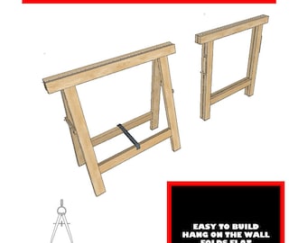 Plans for a Folding Saw Horse - Strong, light weight, folds flat.