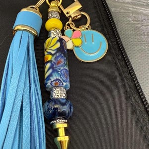 Purse charm, keychain accessory, tasseled bag charm