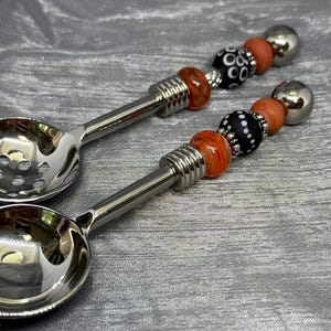 Salsa spoons, serving spoon set, appetizer spoon, beaded spoon