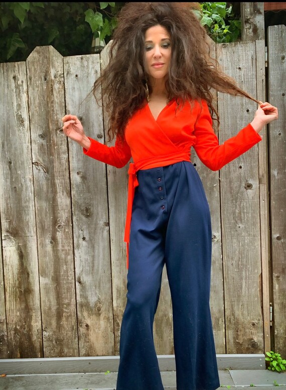 1970s Vintage Jumpsuit// Wide Leg// Medium