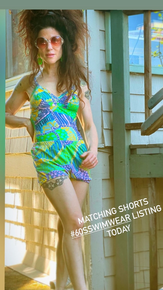 1960s Vintage One Piece Swimsuit with Matching Sh… - image 1