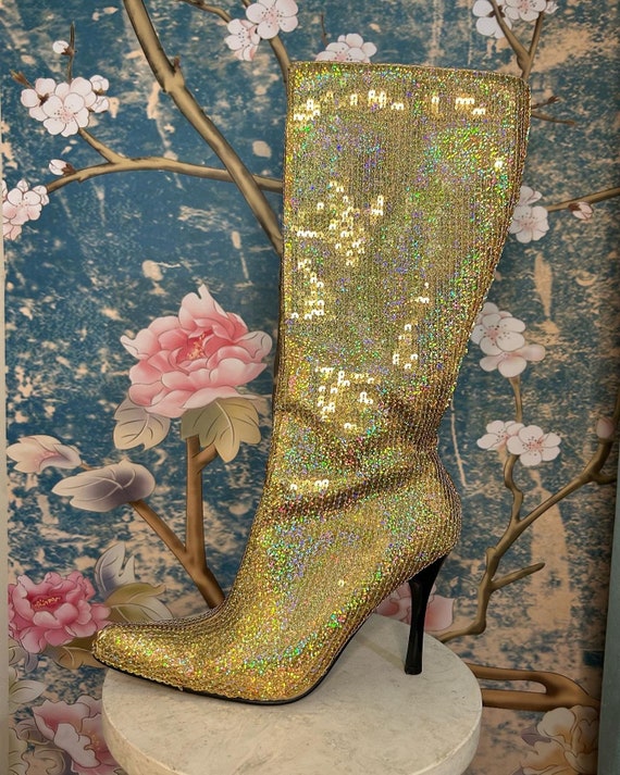 Rose gold shop sequin boots