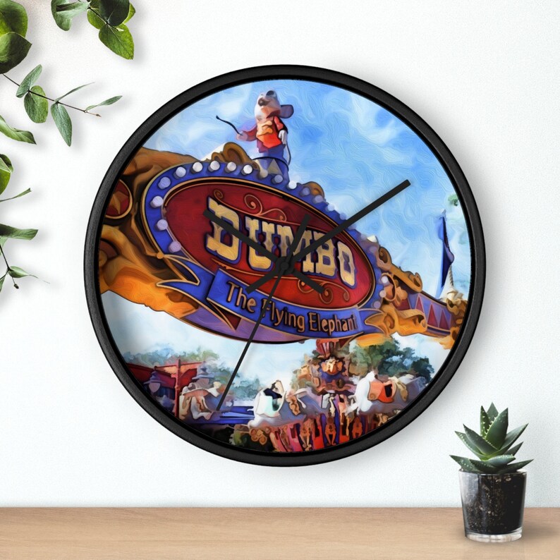 Wall Clock Painting of Disneyland Resort Dumbo the Flying Elephant Ride ...