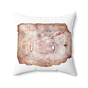 Pintura de almohada cuadrada de poliéster hilado de la película Goonies ~ Mapa del tesoro
