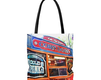 AOP Tote Bag Painting of Disneyland Resort ~ Little Red Wagon Corn Dog