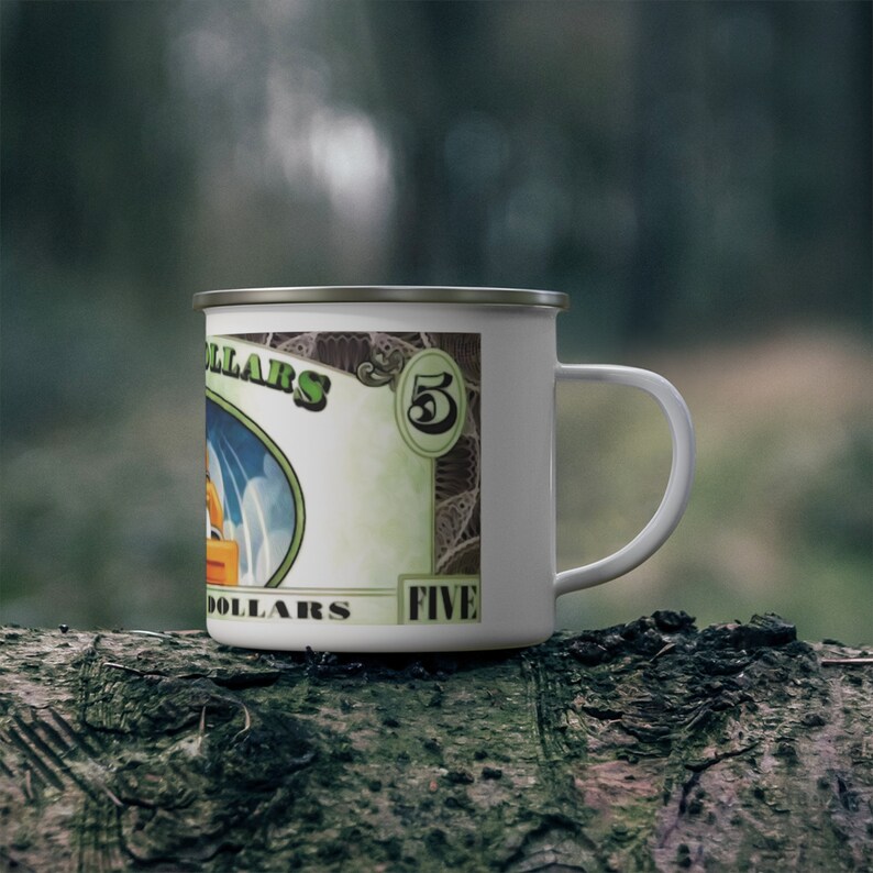 Enamel Camping Mug Painting of Disneyland Resort Vintage Disney Dollars Mickey Mouse image 4