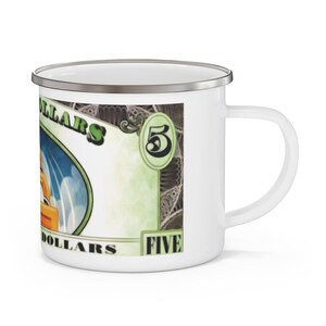 Enamel Camping Mug Painting of Disneyland Resort Vintage Disney Dollars Mickey Mouse image 2