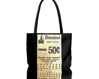 AOP Tote Bag Painting of Disneyland Vintage Parking Ticket stub