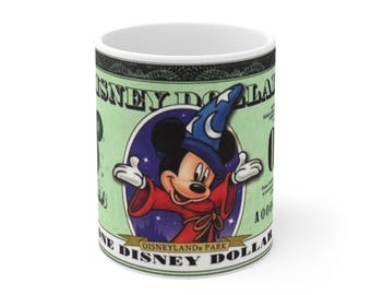 Mok 11oz kunstwerk van Disneyland Resort Vintage Disney Dollars - Mickey Mouse