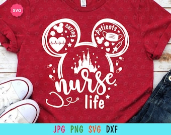 Mouse Nurse Life Svg for cricut, Nurse design print for t-shirt, Mouse ears Svg, Stethoscope Svg, Nurse icons Svg