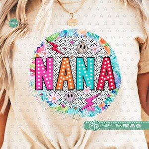 Nana Dalmatian Png, Hello summer Png, Floral Nana Png, Dalmatian Dots Png, Nana Png, Mom Png, Summer Nana Png