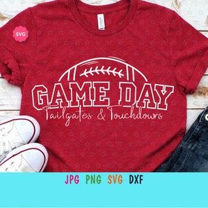 Football Game Day Svg for cricut, Tailgates & Touchdowns print for t-shirt, Football mom Svg, Sport ball Svg