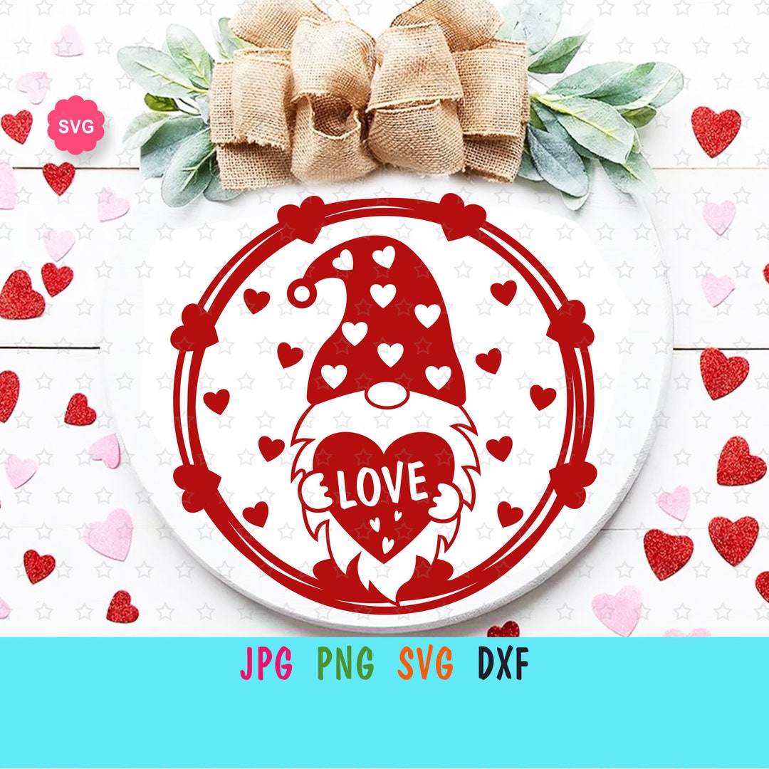 Valentine's Gnome Love Svg for Cricut, Happy Valentine's Day Svg, Heart ...