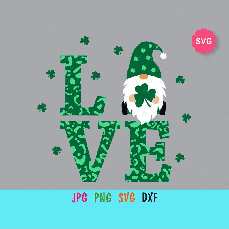 Download Clip Art Art Collectibles Clover Love Svg For Patrick Day St Patricks Day Gnome Svg For Cricut Love Gnome With Shamrock Print For T Shirt