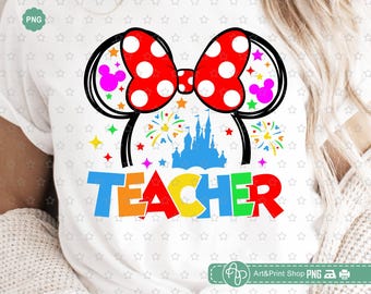 Mouse Girl Teacher Png, Teach love inspire Png, Teacher life Png, Back To School Png, Mouse ears Png, Teacher shirt Png