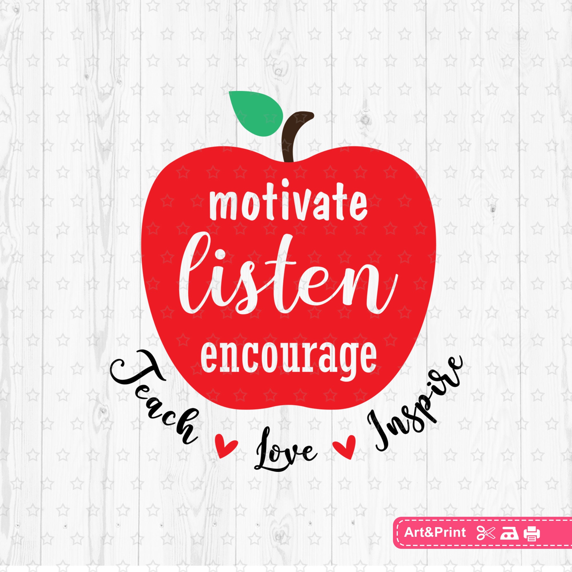 Apple Teach Love Inspire Svg for Cricut Teacher Gift for | Etsy