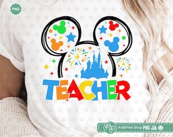 Mouse Teacher Png, Teach love inspire Png, Teacher life Png, Back To School Png, Mouse ears Png, Teacher shirt Png