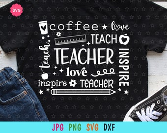 Teacher Life Svg for cricut, Teach love inspire Svg, Back to school Svg, Teacher Svg, School Svg, Teacher shirt Svg