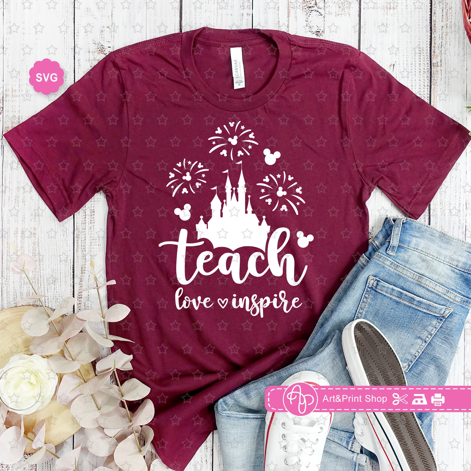 Teach Love Inspire Svg for Cricut, Teacher Gift Svg, Trip to Castle Svg ...