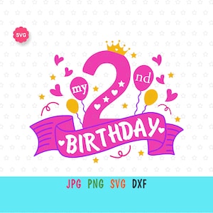 Mein 2. Geburtstag Mädchen Svg für Cricut, Geburtstag Baby Druck für T-Shirt, Zweite Geburtstag Mädchen Svg, Geburtstag Prinzessin Svg