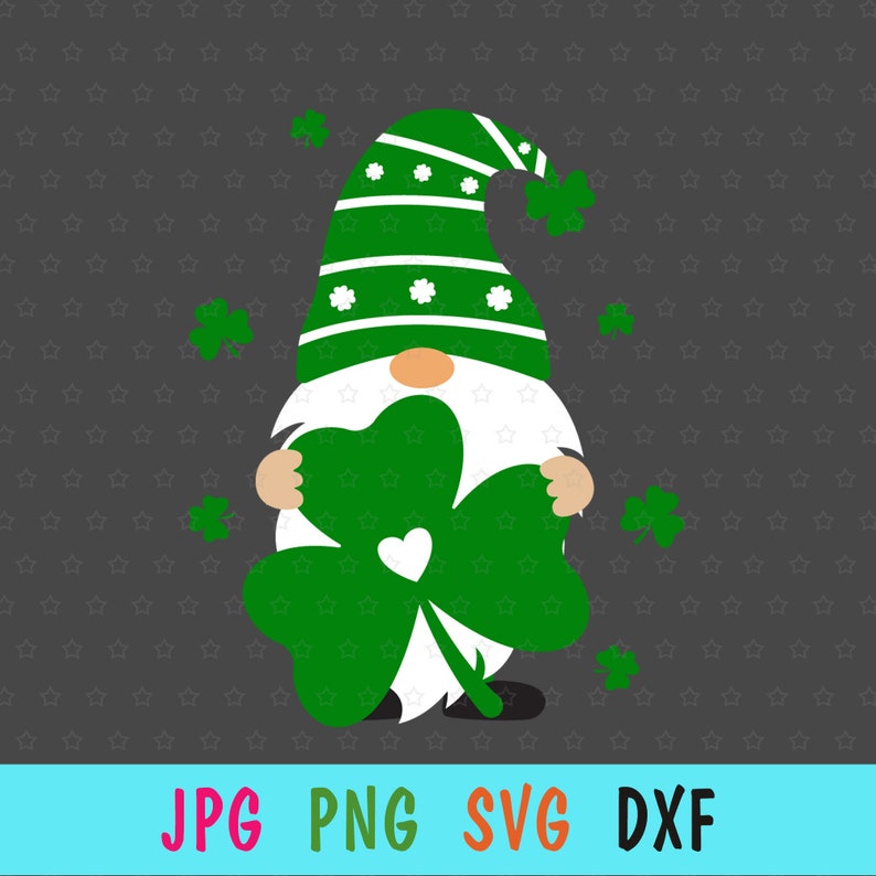 Clover SVG Gnomes SVG for Patrick day St Patricks Day print for t-shirt Gnome Shamrock SVG for cricut