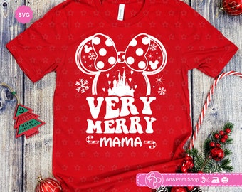 Mouse Very Merry Mama Svg for cricut, Christmas shirt Svg , Mouse ears Svg, Winter Svg, Merry mama Svg