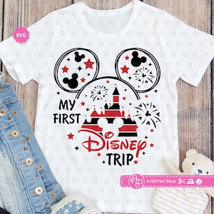 Mouse Minha Primeira Viagem Svg para cricut, Aniversariante Svg, Férias em família Svg, Orelhas de rato Svg, Férias de aniversário Svg