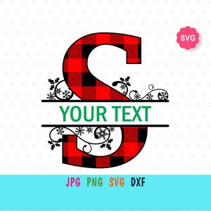 Christmas split monogram SVG for cricut, Letter S monogram print for t-shirt, Holiday split font monogram for name design