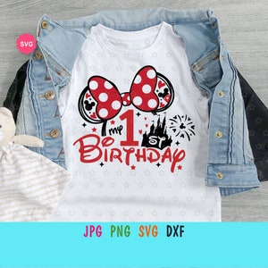Mouse Girl Meu primeiro aniversário Svg para cricut, Aniversário de menina Svg, Férias em família Svg, Aniversário de princesa Svg, Mouse trip Svg, Aniversário de bebê Svg