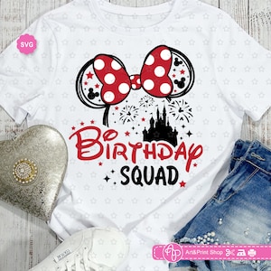 Mouse Girl Birthday Squad Svg para cricut, Cumpleañera Svg, Orejas de ratón Svg, Viaje de niñas Svg, Vacaciones de cumpleaños Svg
