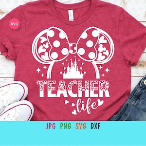 Mouse Teacher Life Leopard Svg para cricut, Maestro Svg, Orejas de ratón Svg, Regreso a la escuela Svg, Camisa de maestro Svg, Mejor maestro de todos los tiempos Svg