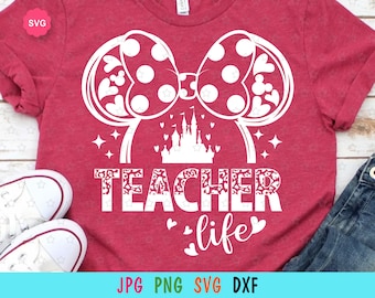 Mouse Teacher Life Leopard Svg for cricut, Teacher Svg, Mouse ears Svg, Back to school Svg, Teacher shirt Svg, Best teacher ever Svg