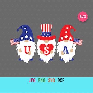 4 juillet Gnomes SVG pour cricut, Gnomes avec impression drapeau des Etats-Unis pour t-shirt, Love America SVG pour le jour de l'indépendance