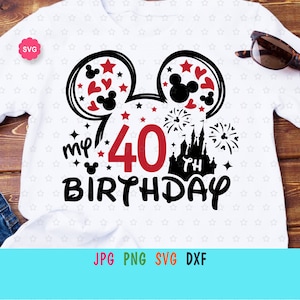 Souris 40e anniversaire SVG pour cricut, anniversaire papa SVG, oreilles de souris SVG, anniversaire SVG, souris papa SVG
