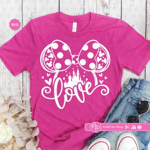 Ratón Chica Amor Svg, Amor Svg, Orejas de ratón Svg, Día de San Valentín Svg, Cumpleañera Svg, Camisa de San Valentín Svg