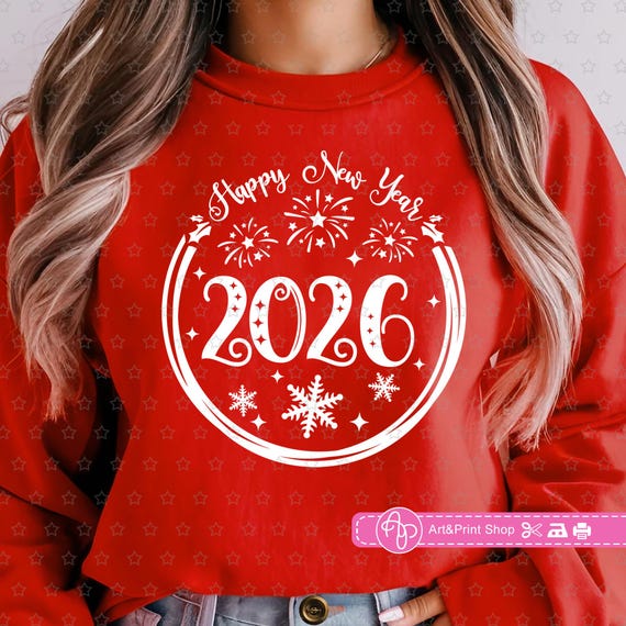 Frohes Neues Jahr 2026 Langarmshirt – Silvester Party Shirt Für Damen & Herren, Mit Feuerwerk Design