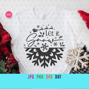 Let it Snow Decor Svg voor cricut, Kerstbord Svg, Vakantieshirt Svg, Santa slee Svg, Snowflake Svg, Merry Christmas Svg