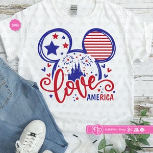 Mouse Love America Svg para cricut, Feliz 4 de julio Svg, Mouse America Svg, Día de la Independencia Svg, Mouse love Svg
