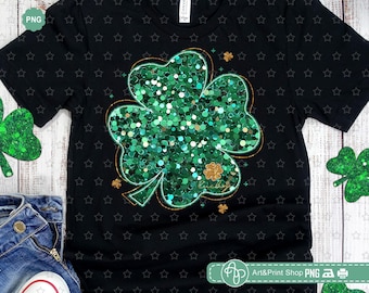 Glitter Shamrock PNG, St Patricks Day, Lucky, Clover (Digital Download)