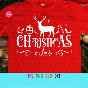 Christmas Vibes Svg für Cricut, Merry Christmas Svg, Schneeflocke Svg, Weihnachtsshirt Svg, Rentier Svg
