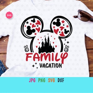 Mouse Family Vacation Svg para cricut, Impresión de viaje familiar para camiseta, Orejas de ratón Svg, Viaje de cumpleaños Svg