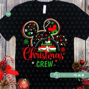 Mouse Christmas Crew Png, Mouse boy Png, Viaje de Navidad Png, Orejas de ratón Png, Navidad Png, Copo de nieve Png, Camisa de Navidad Png