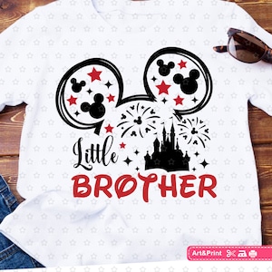 Souris Petit Frère Svg pour cricut, Chemise frère Svg, Frère d’anniversaire Svg, Oreilles de souris Svg, Équipe Frère Svg
